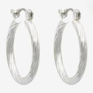 Twisted Hoop Earrings Stainless Steel Silver 24mm New